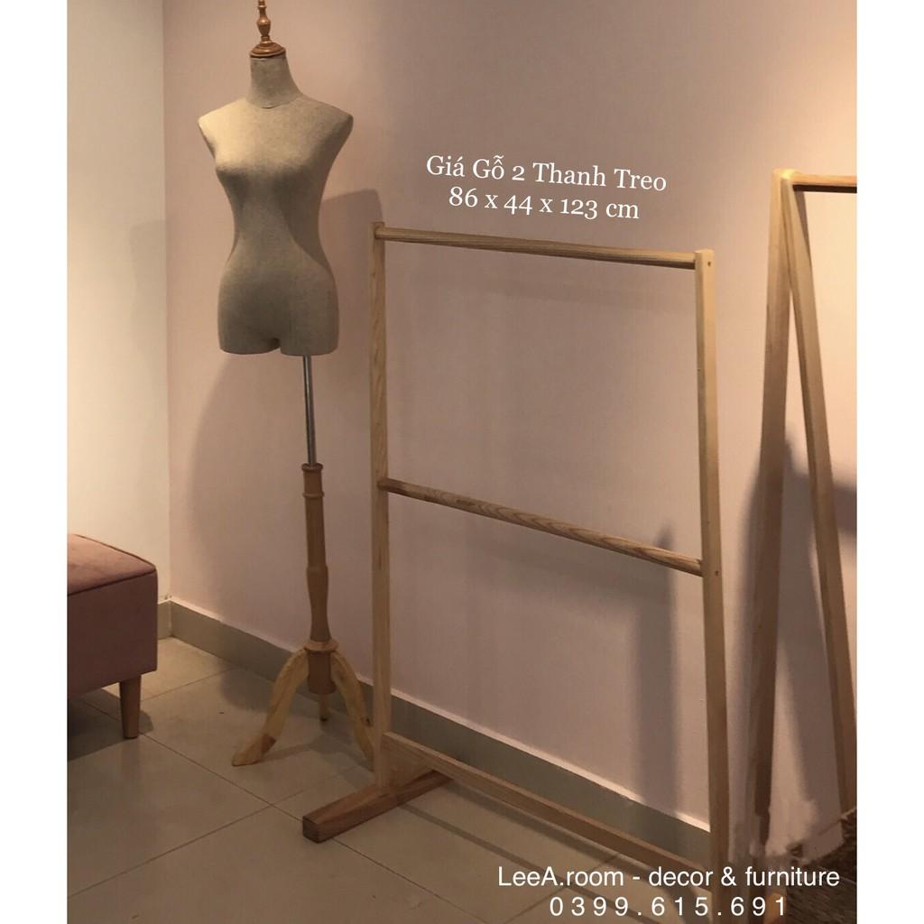 Giá Treo Gỗ Loại 2 Thanh Treo, Cho Shop Nội Y/ Shop Trẻ Em