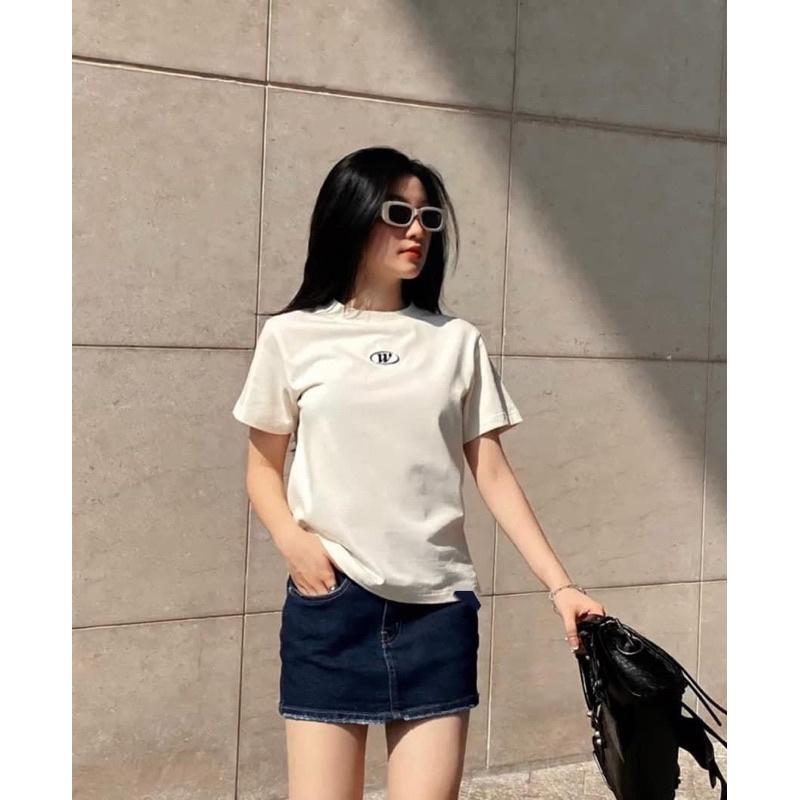 [Hàng Hot] Áo Thun Baby Tee Thêu Logo W Chất Thun Tăm Form Đẹp  Áo Phông Tay Lỡ Dáng Vừa Hot Trend 2023 - Đen
