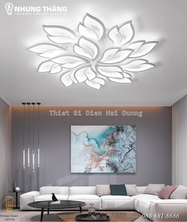 Đèn LED Ốp Trần Đuôi Cáo Decor 15 Cánh NT-039 - 3 Chế Độ Ánh Sáng -Tăng Giảm Ánh Sáng - Điều Khiển Từ Xa - Có Video