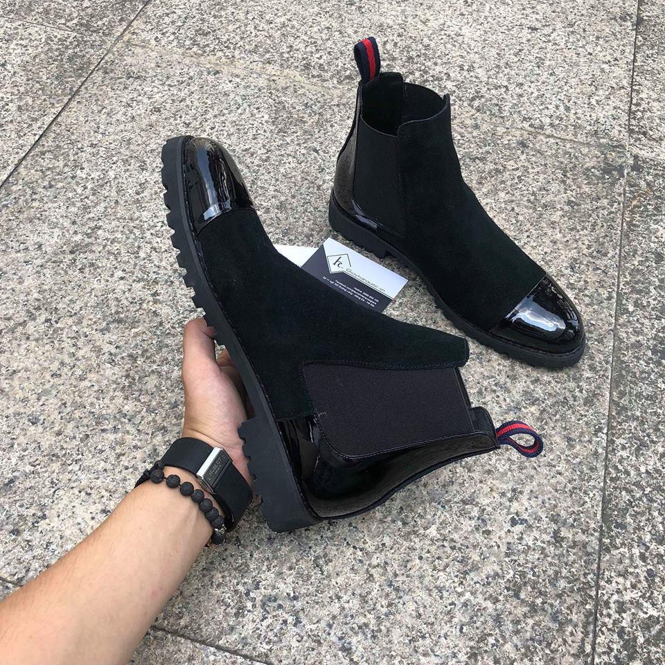 Chelsea Boot da bò 100% họa tiết da bóng kèm da lộn