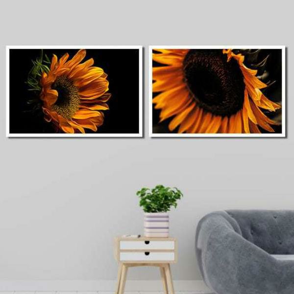 Bộ 2 Tranh Canvas Không Viền Treo Tường Hoa Hướng Dương W529