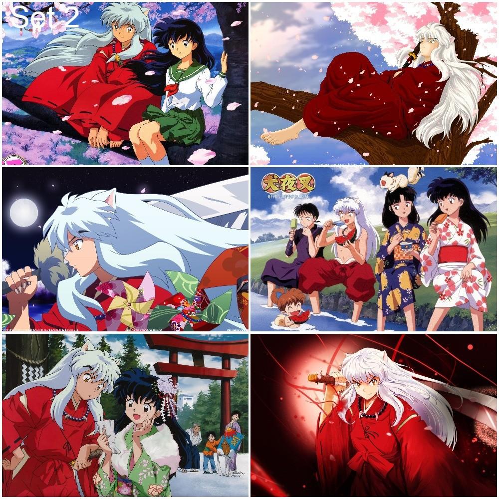 Bộ 6 Áp phích - Poster Anime Inuyasha - Khuyển Dạ Xoa (bóc dán) - A3,A4,A5