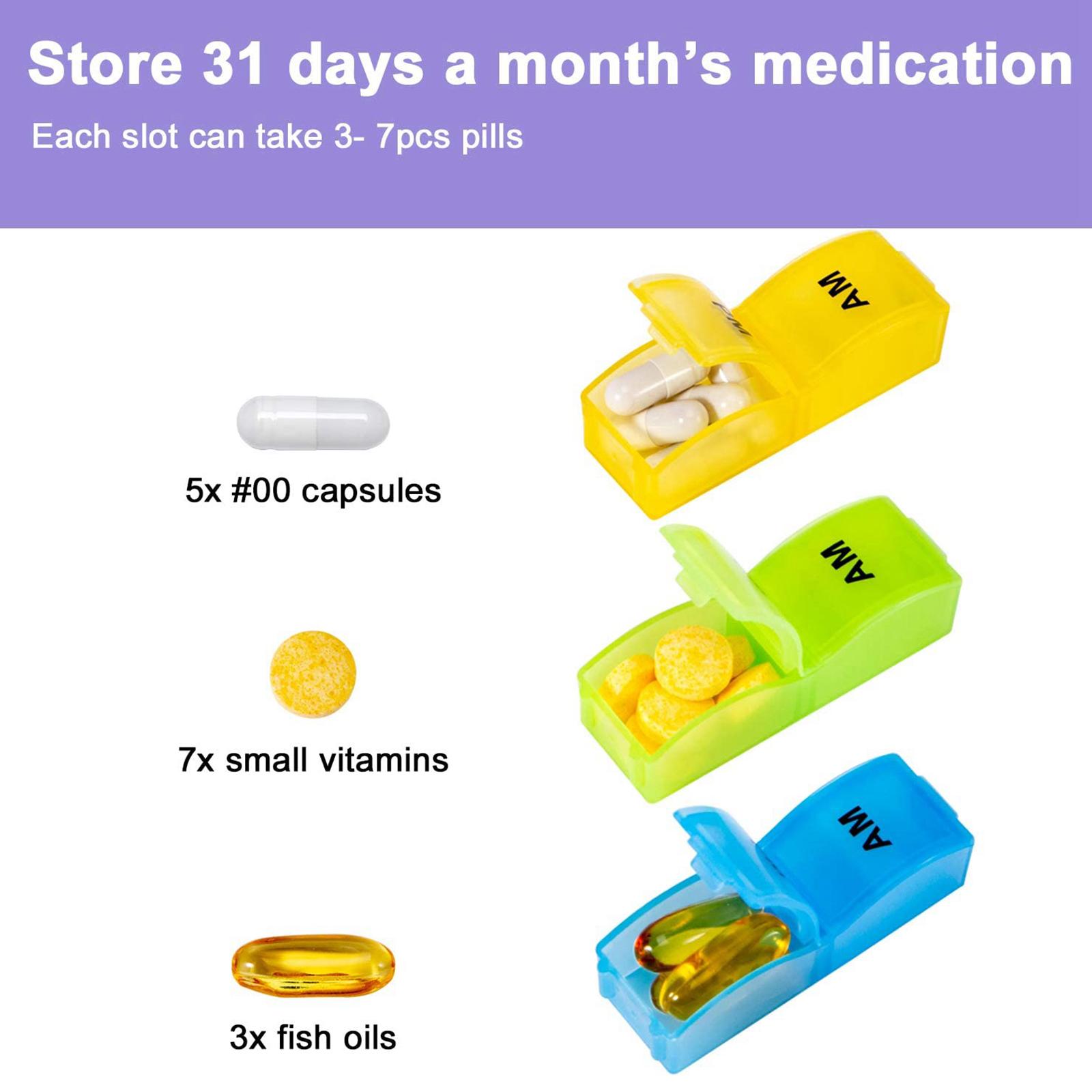 2xRainbow Monthly Pill Organizer 32 Compartments Dispenser Box Container