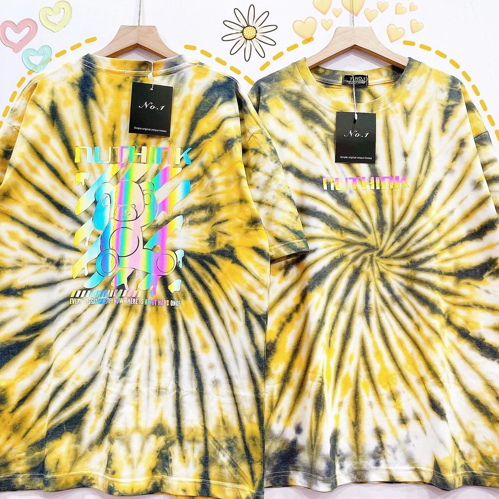 Áo loang tie dye unisex form rộng Tie Boutique nhiều hình - xoáy vàng đen