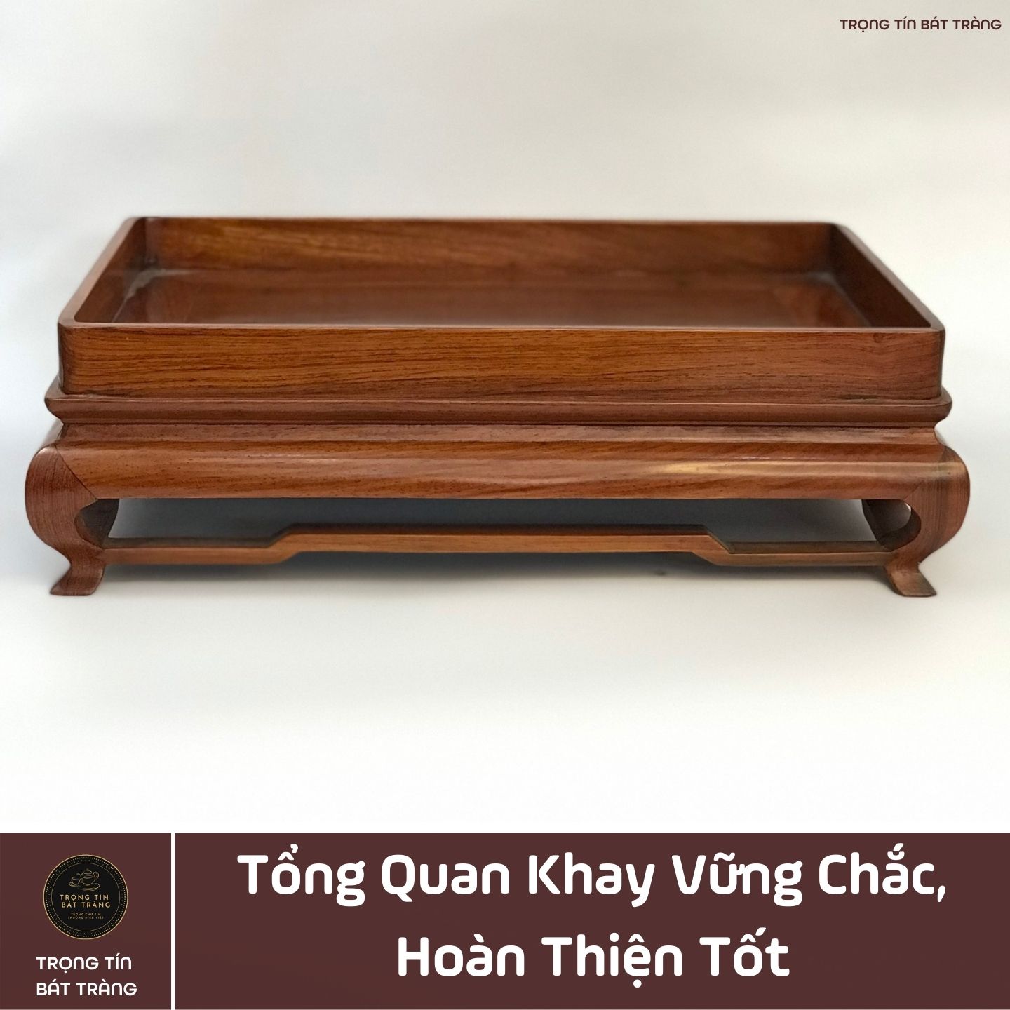 Khay Trà Gỗ Hương Hình Chữ Nhật  Kích Thước 38*26*11,5 cm KT 83