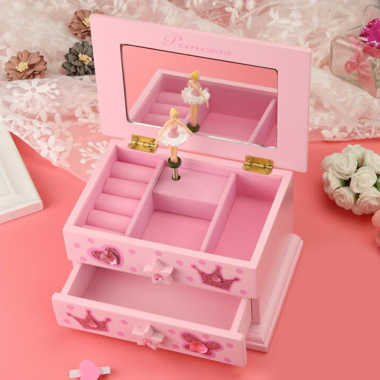 Wind-Up Music Jewelry Box Storage Organizer Case Holder Decorative Wedding