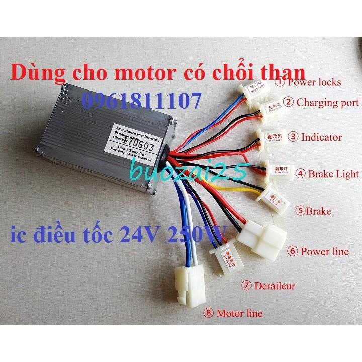 Combo chế xe điện động cơ 24v 250w giảm tốc tay ga