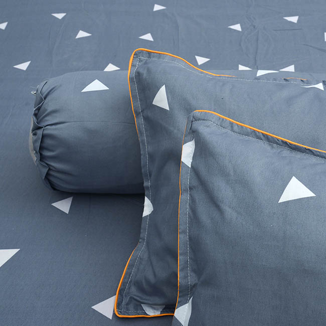 Bộ Drap Cotton Poly Hàn Quốc 1,6 X 2m tam giác - Xám