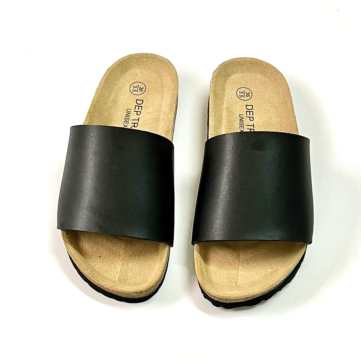 Dép Đế Trấu Quai Bản Nam Nữ - HT - Màu đen - 37