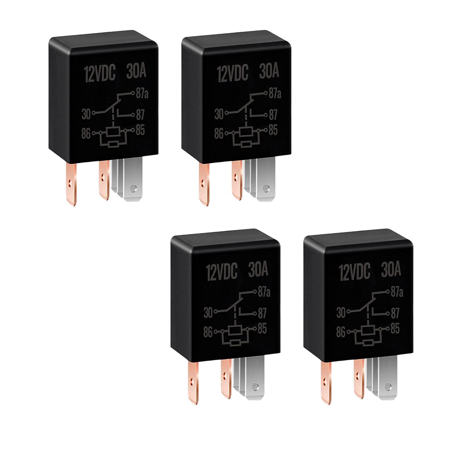 4 Pieces Automotive Relay 5 Pin 12V 30A Practical Professional Multi Purpose