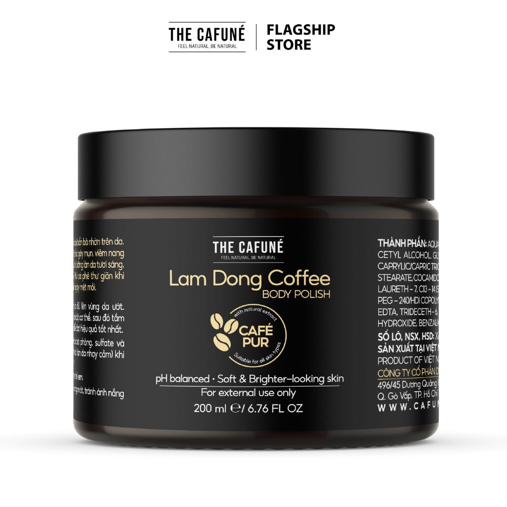 Tẩy Tế Bào Chết Lâm Đồng Coffee Body Polish The Cafuné tẩy da chết body, da mền mịn, trắng sáng mờ thâm 200ml