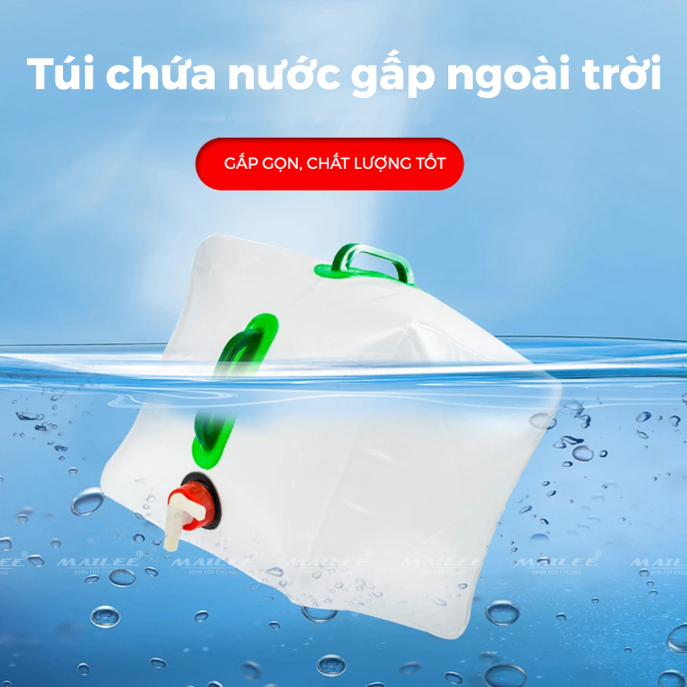 Túi Nước Gấp 5L/ 10L Di Động Đi Ngoài Trời Dụng Cụ Cắm Trại Nhựa PVC Bền Phụ Kiện, Tiện Lợi Cho Cắm Trại Picnic - Mai Lee