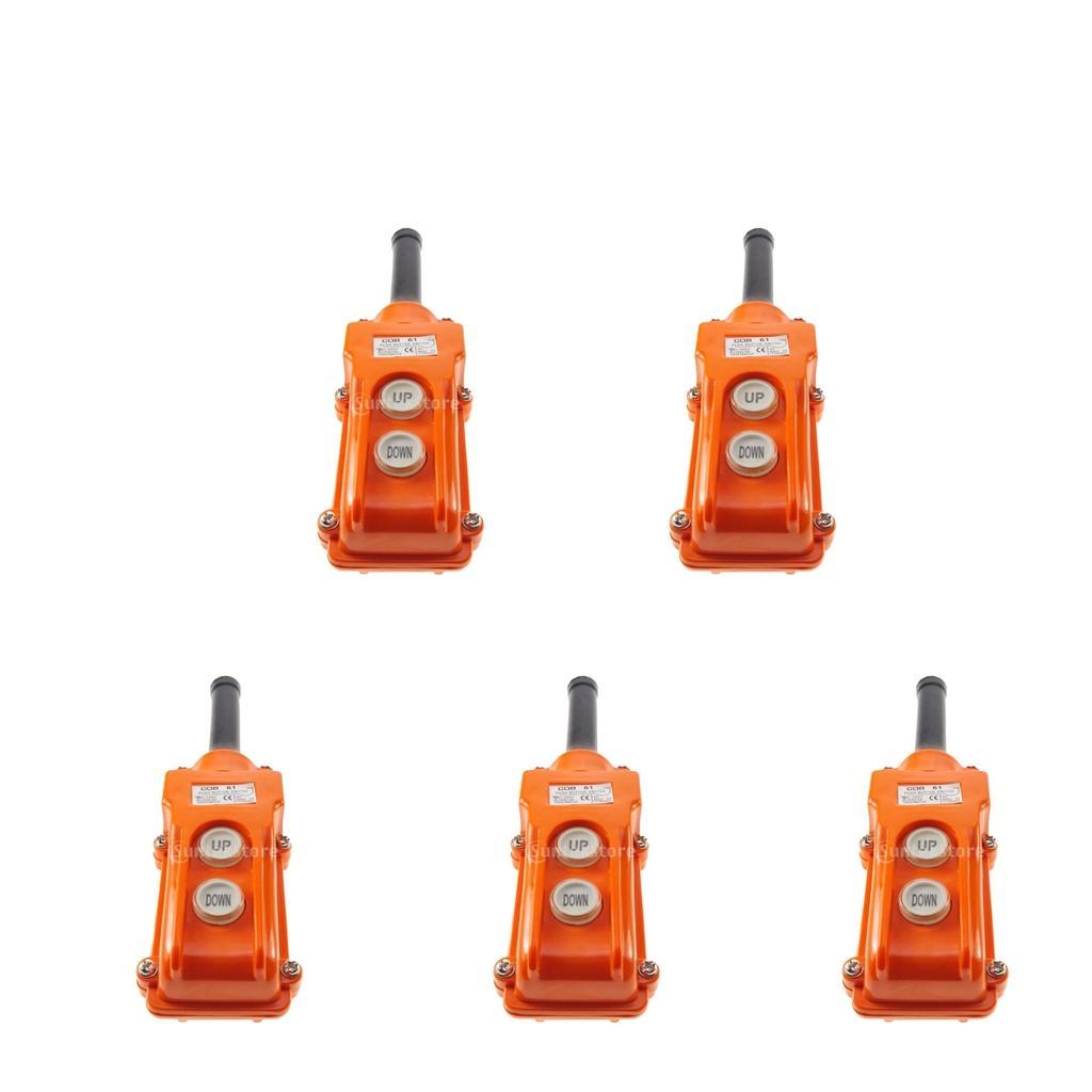5x COB61 Hoist Push Button Switch Crane Pendant Control 200/500V Orange