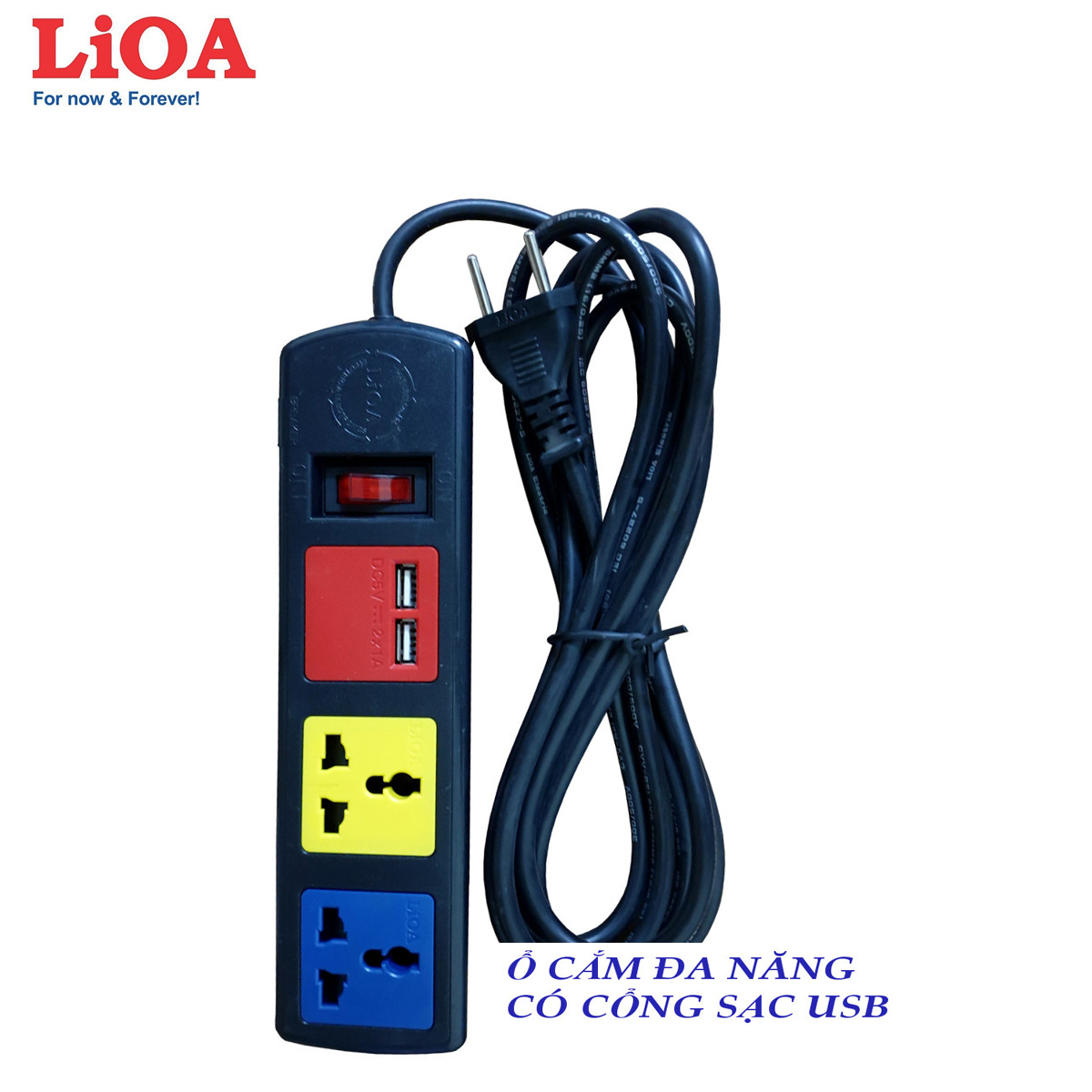 Ổ Cắm Đa Năng Có Cổng Sạc USB LIOA 3D32NUSB (Dây 3m)