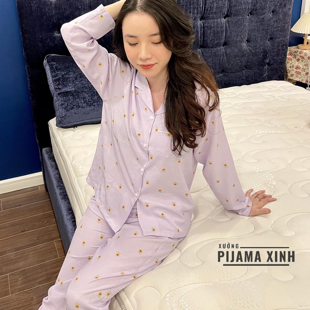BỘ PIJAMA NỮ MẶC NHÀ DÀI TAY - Chất Lụa Đũi Mềm Thoáng Mát Nhiều Họa Tiết Bộ Quần Áo Dài