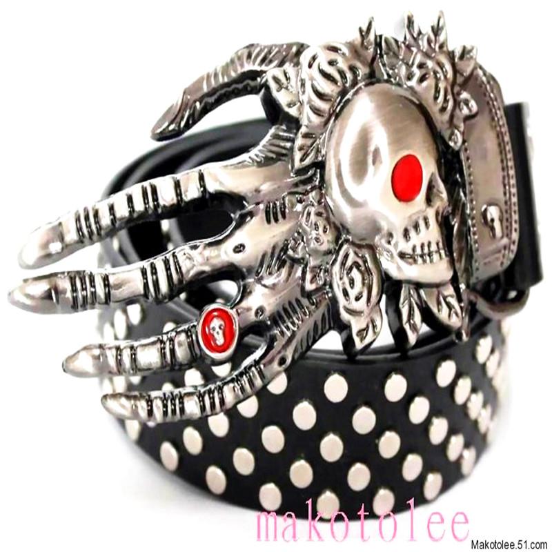 Năm 2020 Thời Trang Nam Punk Dây Đầu Lâu Nhảy Đường Phố Full Đinh Tán Thắt Lưng Kim Loại Nặng Rock Dây Đeo Hông Hợp Hộp Đêm Dây Da SKMEI cá Tính