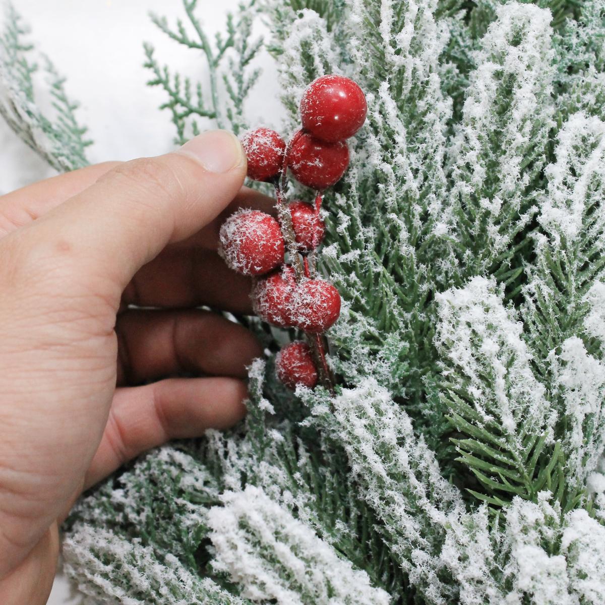 Vòng Hoa Phủ Tuyết Trang Trí Giáng Sinh 50 cm - LP-W20-POHS