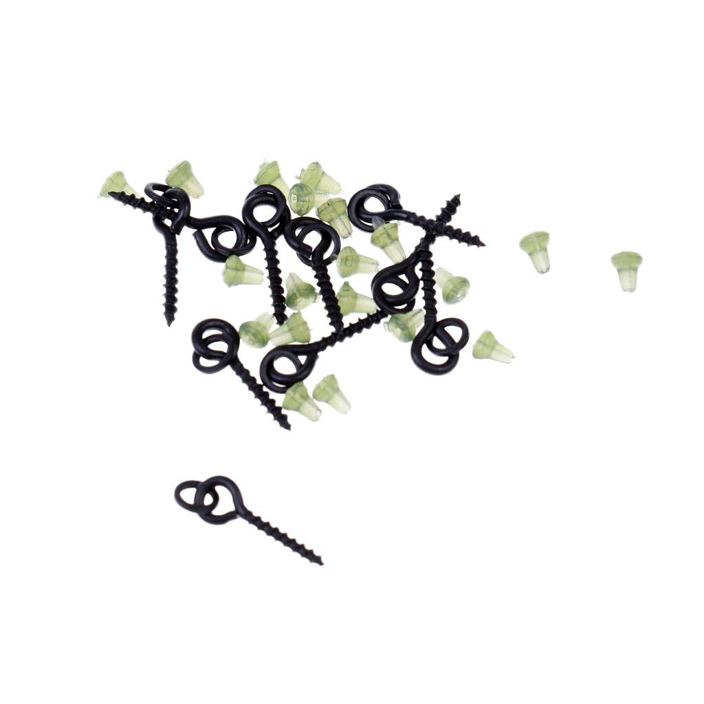 10Pcs Bait Screws + 20Pcs Hook Stoper Carp Fishing Terminal Tackle Bait Holder