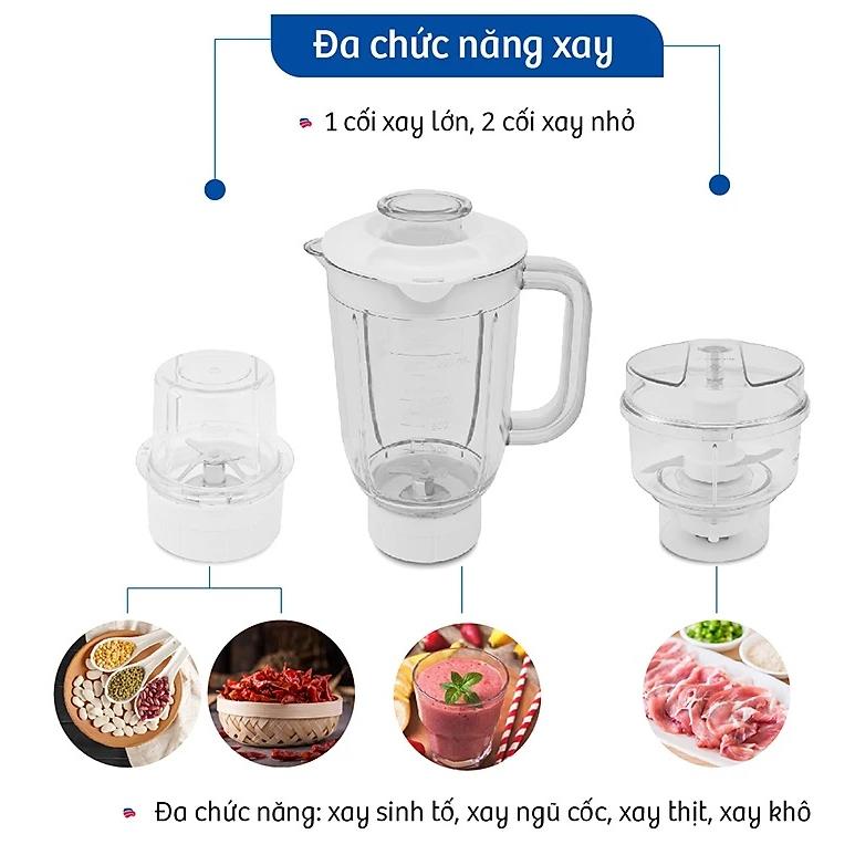 Máy Xay Sinh Tố BlueStone BLB-5329, 3 Cối Đa Năng, 1.3Lit - 300w, Hàng Chính Hãng