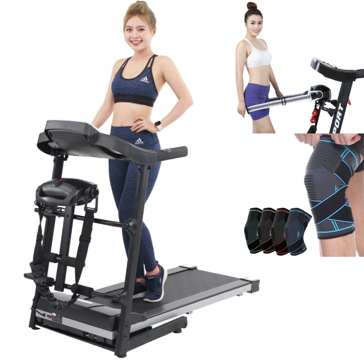 máy chạy bộ điện đa chức năng sport 400 thế hệ 4.0 tặng đai massage rung giảm mỡ toàn thân + bó gối thể thao tránh chấn thương đầu gối + giá tập cơ bụng tăng cơ bắp