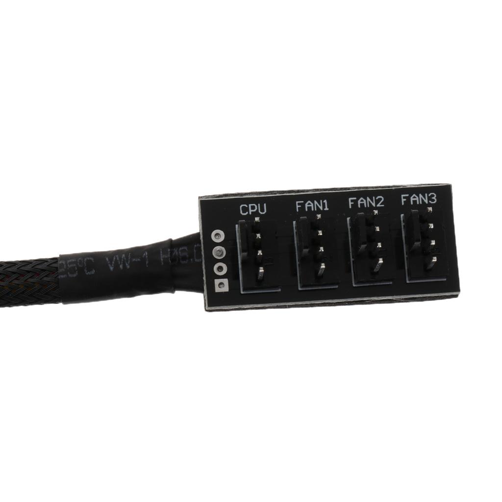 PC Fan Power 1 Female to 4 Male 4-pin/3-pin Socket Fan Hub Splitter Cable
