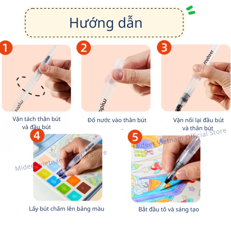 Bộ tranh tô màu nước 4in1 Mideer Watercolour Painting - Đồ chơi mỹ thuật 20 bức tranh nghệ thuật cho bé kèm bút