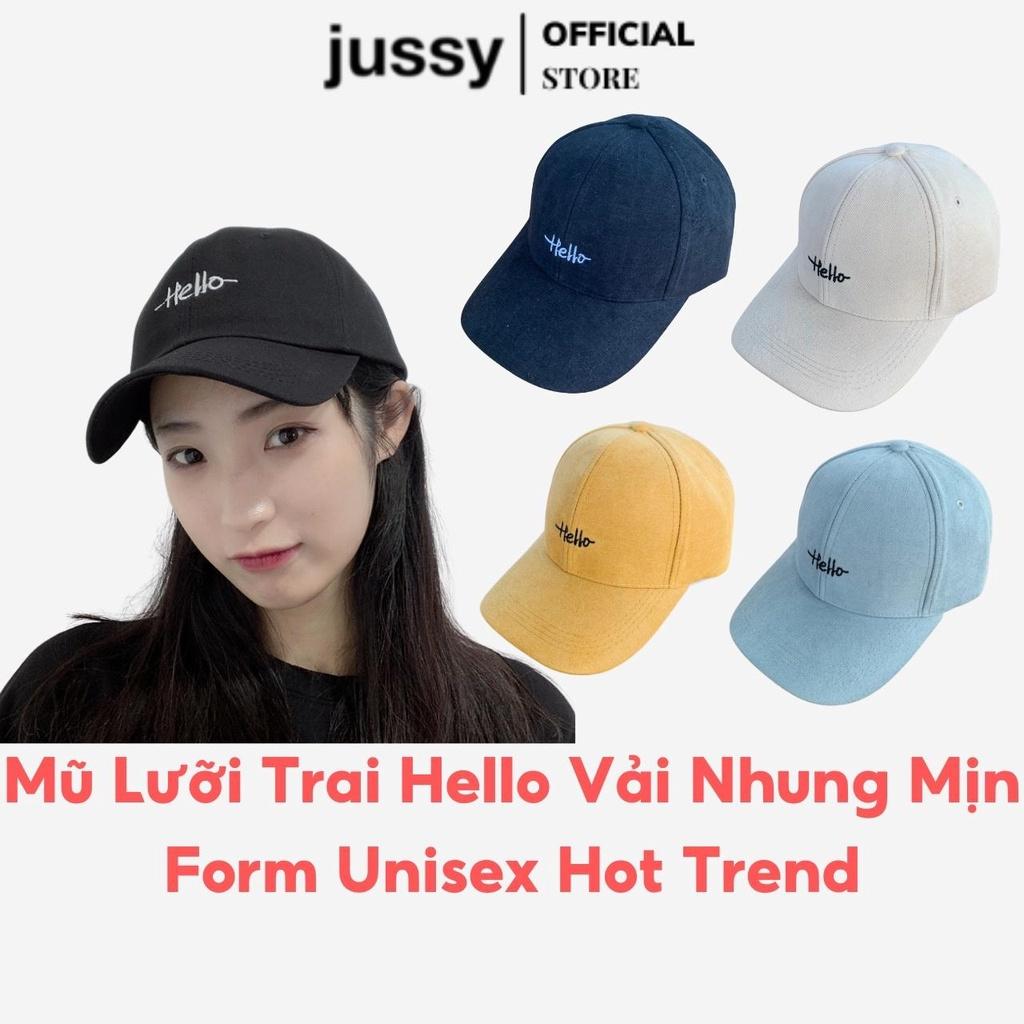 Mũ Lưỡi Trai Nhung Hello Nón Lưỡi Trai Nam Nữ Jussy Fashion Chất Vải Nhung Mịn Nhiều Màu Đẹp Phong Cách Nón Unisex