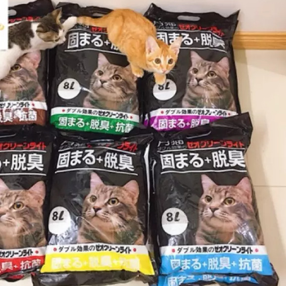 Combo 6 bịch cát vệ sinh cho mèo - Cát Nhật 8 L
