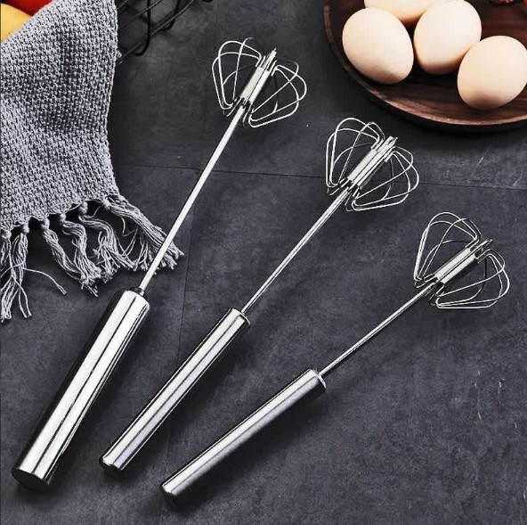 Dụng cụ đánh trứng / tạo bọt Inox trục tự quay bằng tay tiện dụng ( nhiều size )