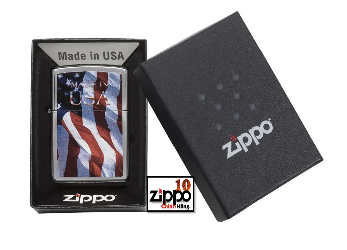 Bật lửa Zippo 24797 Quốc Kỳ Mỹ - Made in USA - Chính Hãng 100%