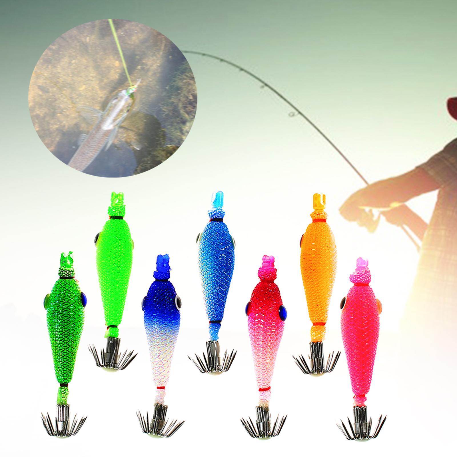 7Pcs Luminous Squid Jig Hooks Sea Fishing Tackle Glow Squid Jigs Squid Hooks