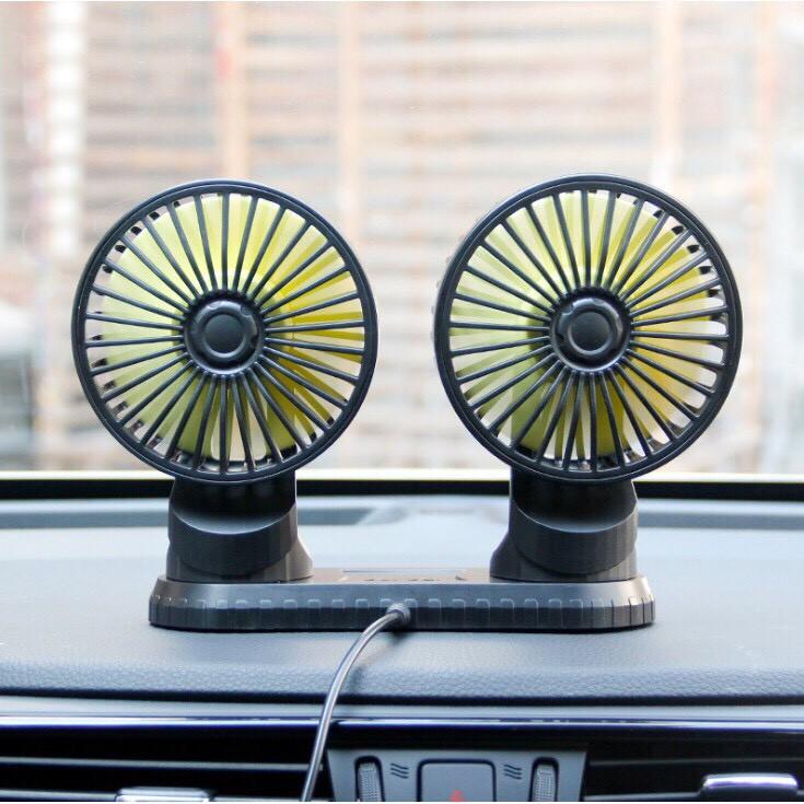 QUẠT ĐÔI MINI Ô TÔ - QUẠT MÁT, ÊM, XOAY 360 ĐỘ/TÍCH HỢP 3 CHẾ ĐỘ QUẠT MÁT CÔNG SUẤT 12W