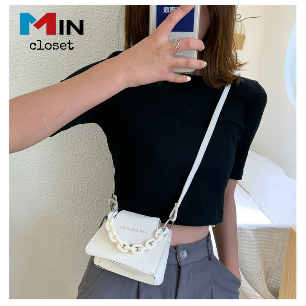 Túi đeo chéo nữ    Túi xách nữ mini phối màu Fashion &amp; Bag TD13