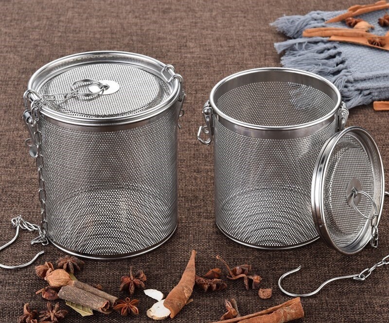 Giỏ lưới lọc trà, cafe, gia vị bằng Inox 304 chống gỉ có móc treo tiện dụng nhiều size
