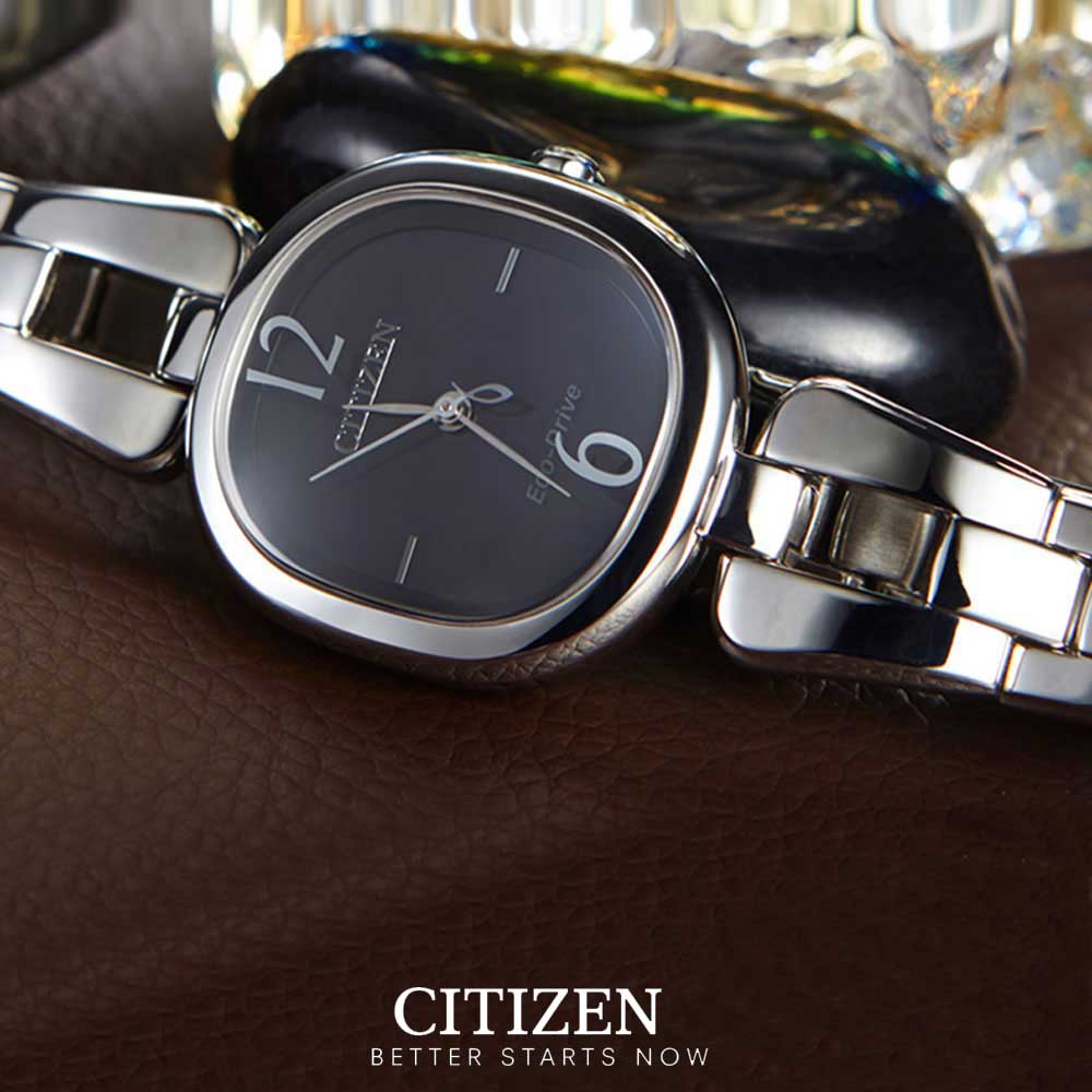 Đồng Hồ Nữ Citizen Dây Thép Không Gỉ EM0180-56E - Mặt Đen