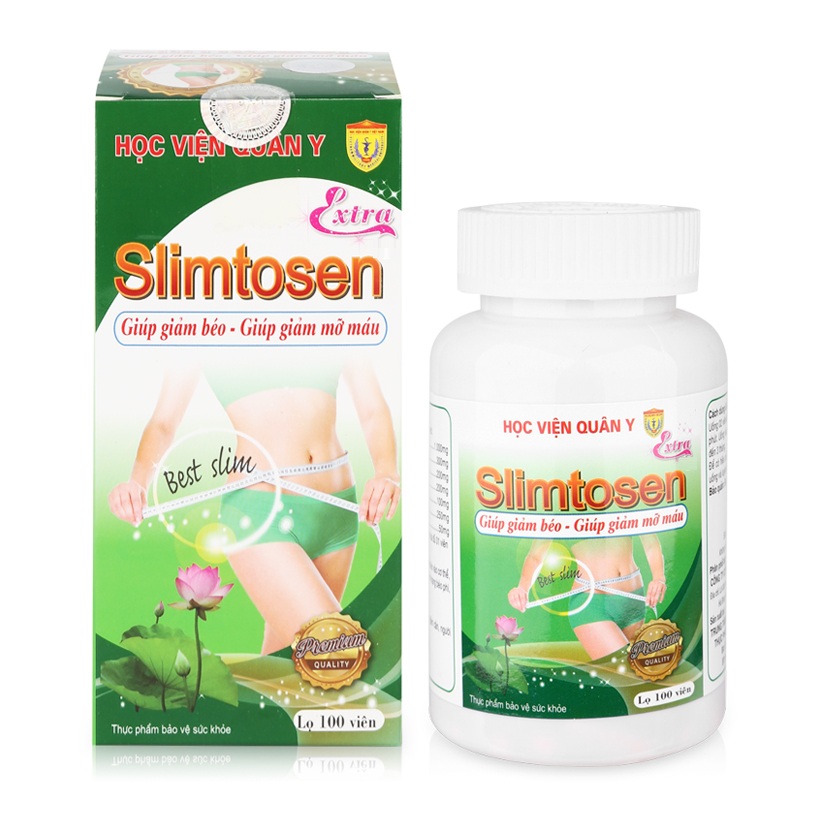 Combo 1 Thực phẩm chức năng Slimtosen Extra (100 viên) + 3 hộp trà slimutea Học viện quân y