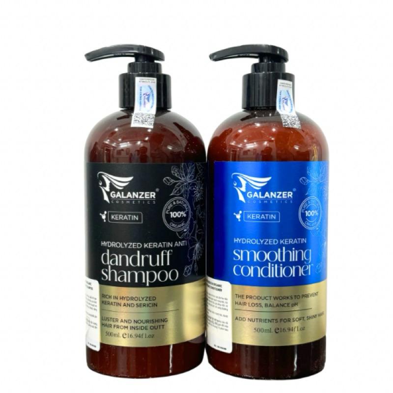 Bộ Dầu Gội Xả Galanzer Keratin Dưỡng Ẩm, Phục Hồi, Sạch Gàu Dầu Bết, Mọc Tóc - MOISTURE DƯỠNG ẨM