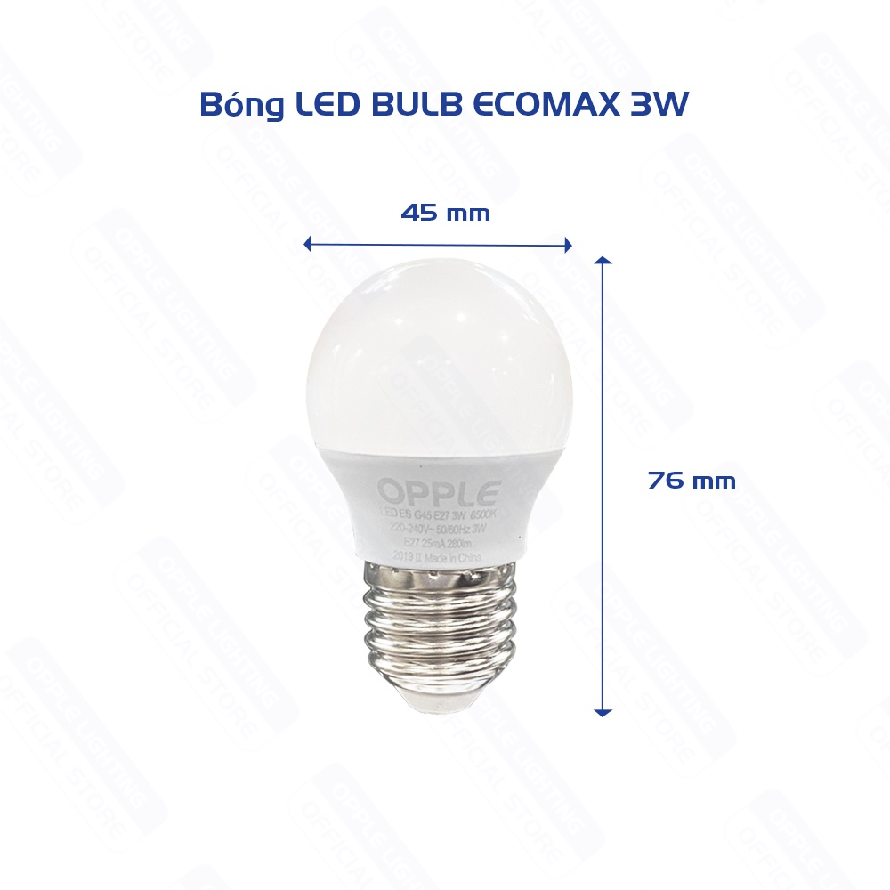 [COMBO 5 BÓNG] Bóng Đèn OPPLE LED Bulb Eco Save G45 E27 3W - Ánh sáng vàng 3000K