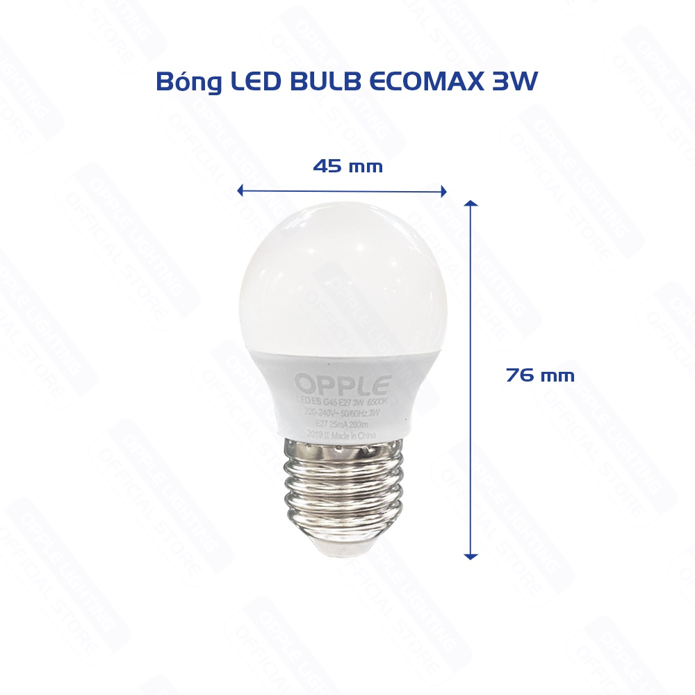 [COMBO MUA 5 TẶNG 2]Ư Bóng Đèn OPPLE LED Bulb Eco Save G45 E27 3W - Ánh sáng vàng 3000K