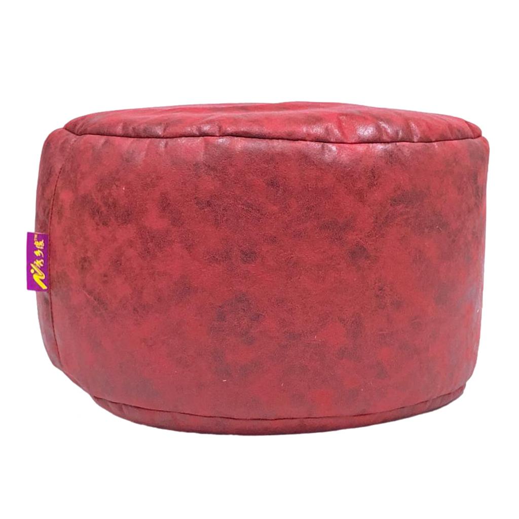 Brown Round Ottoman Pouf Cover Footstool Slipcover