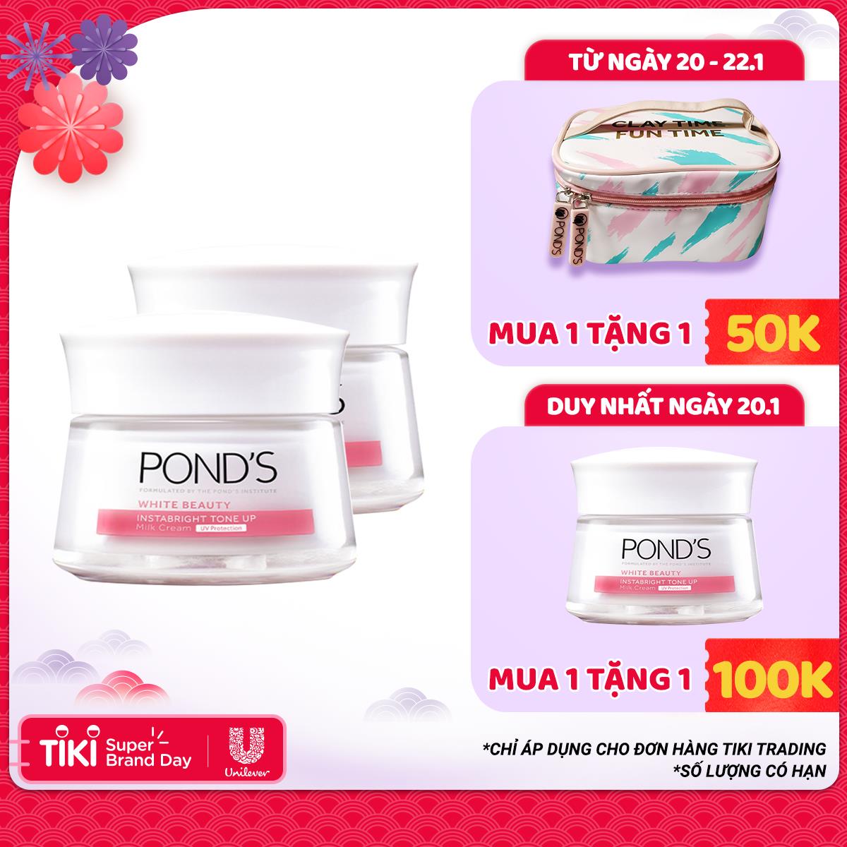 Combo 2 Kem Sữa Dưỡng Trắng Nâng Tông Pond'S White Beauty 50g