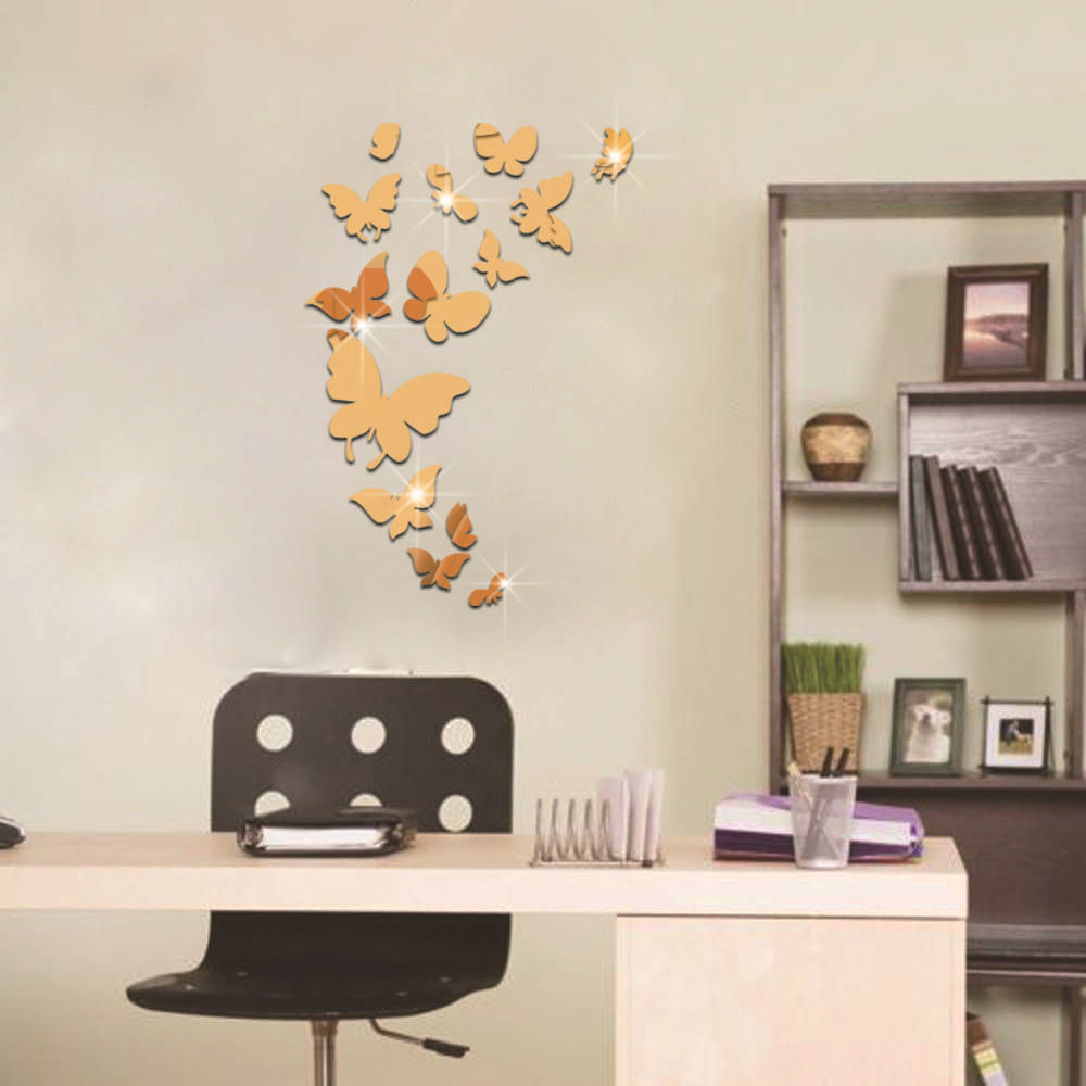 Bộ decal dán tường trang trí 3D sáng tạo cao cấp 14 bướm