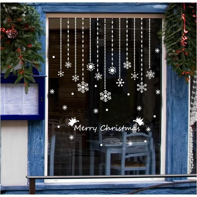 Decal trang trí Noel - Rèm dây kim tuyến hoa sao