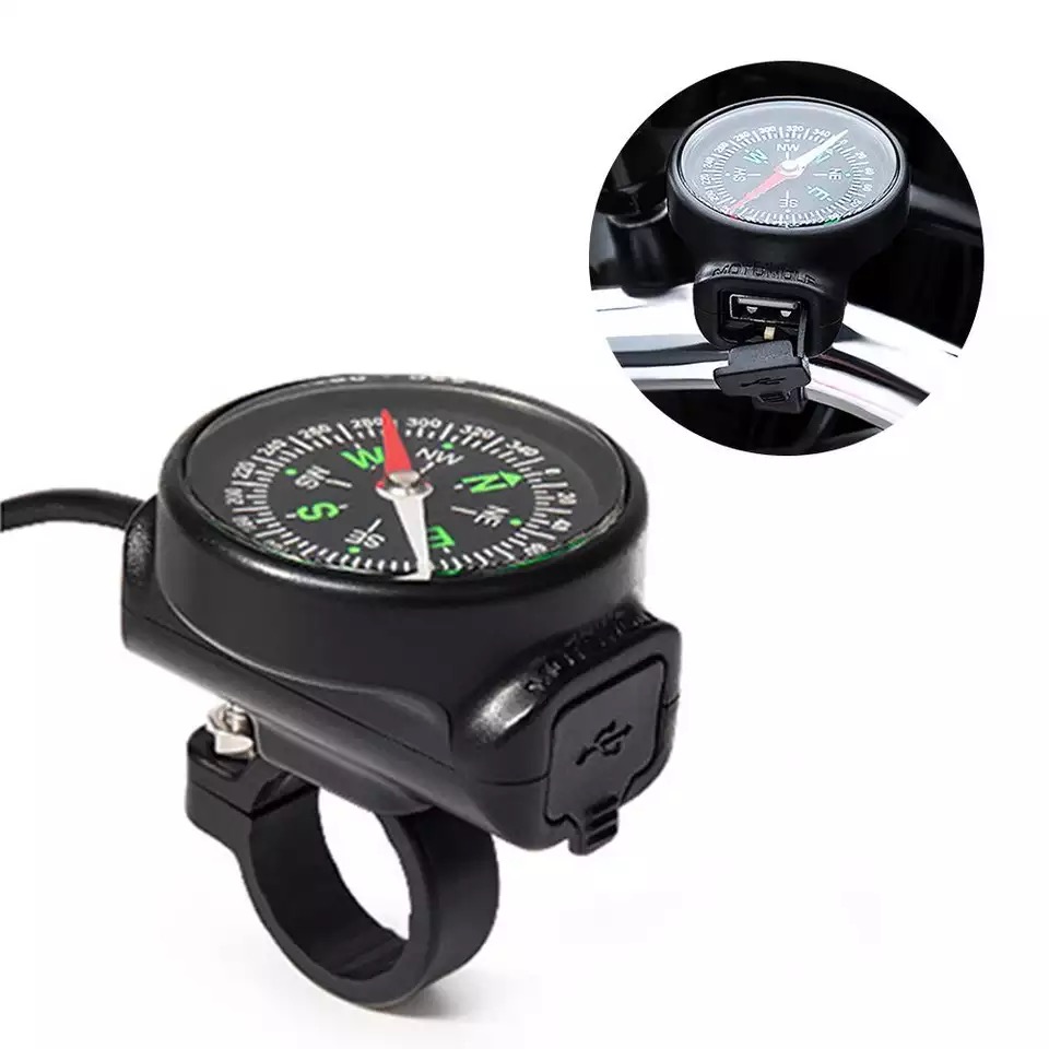 Phụ kiện sạc điện thoại xe máy chống nước tích hợp la bàn MOTOWOLF - Hàng Nhập Khẩu