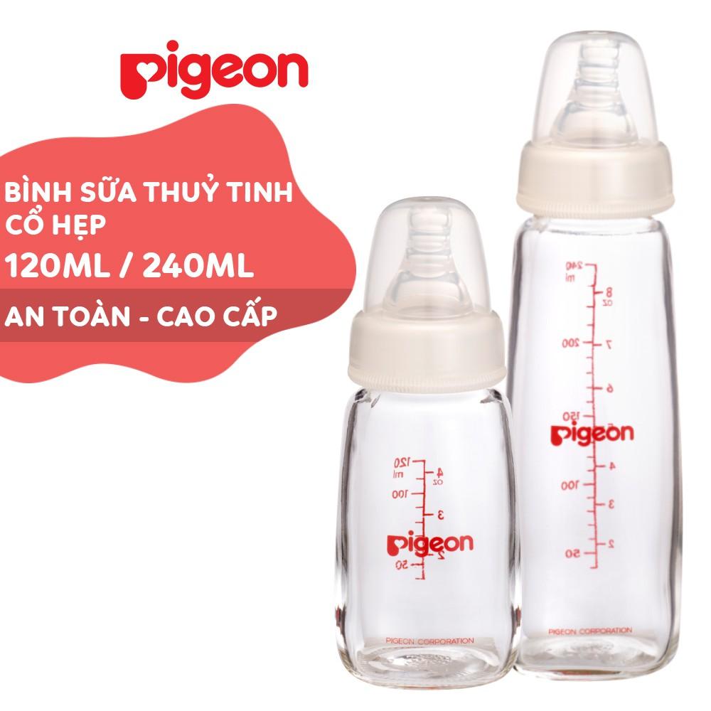 Bình sữa Pigeon cổ hẹp thủy tinh 120ml/240ml