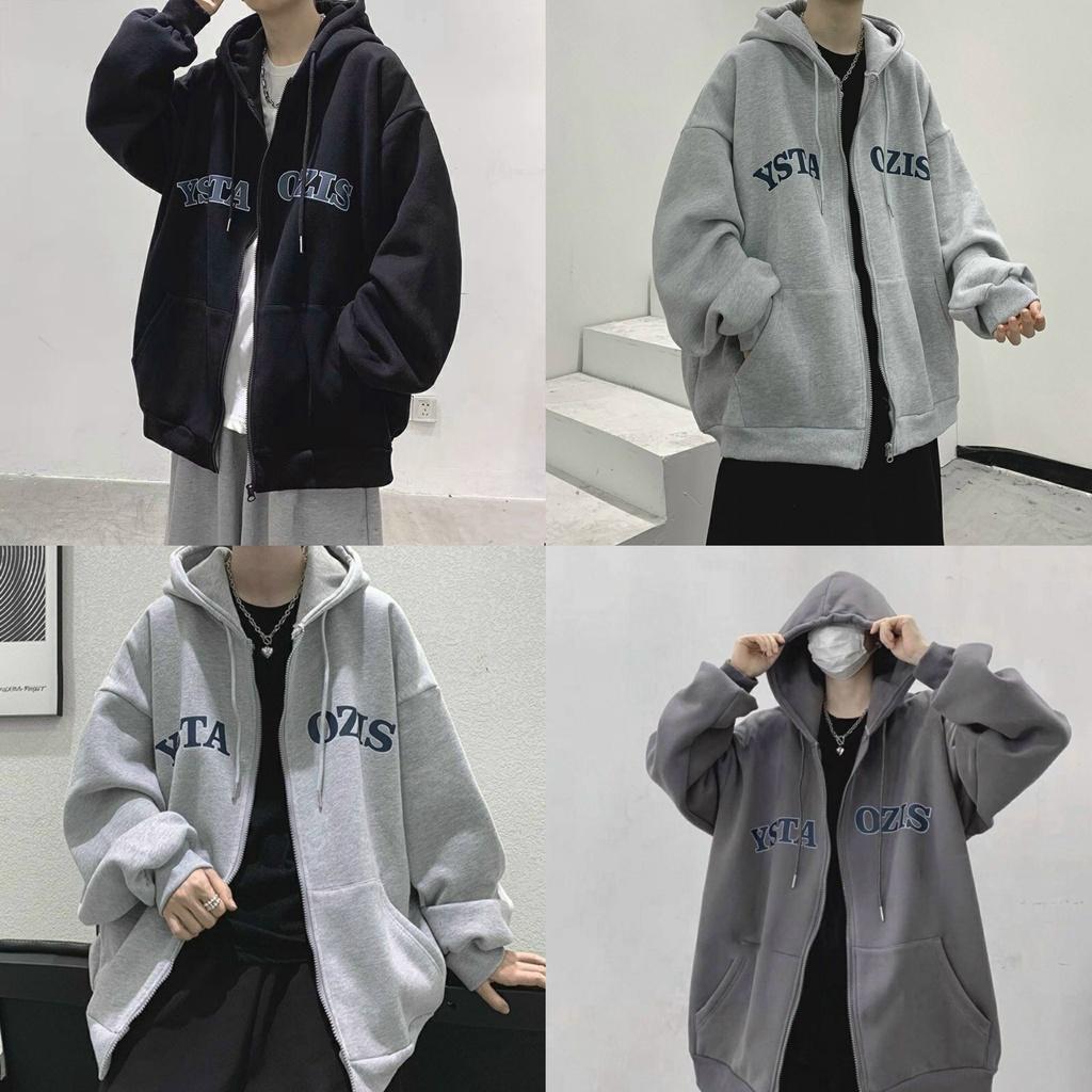 Áo khoác nỉ nam full ziper form rộng chất nỉ dày dặn 2 lớp in chữ OZIS, Áo Khoác Hoodie Nam Nữ Siêu Cute Có Dây Kéo ZIP -Chất Nỉ Ngoại UNisex