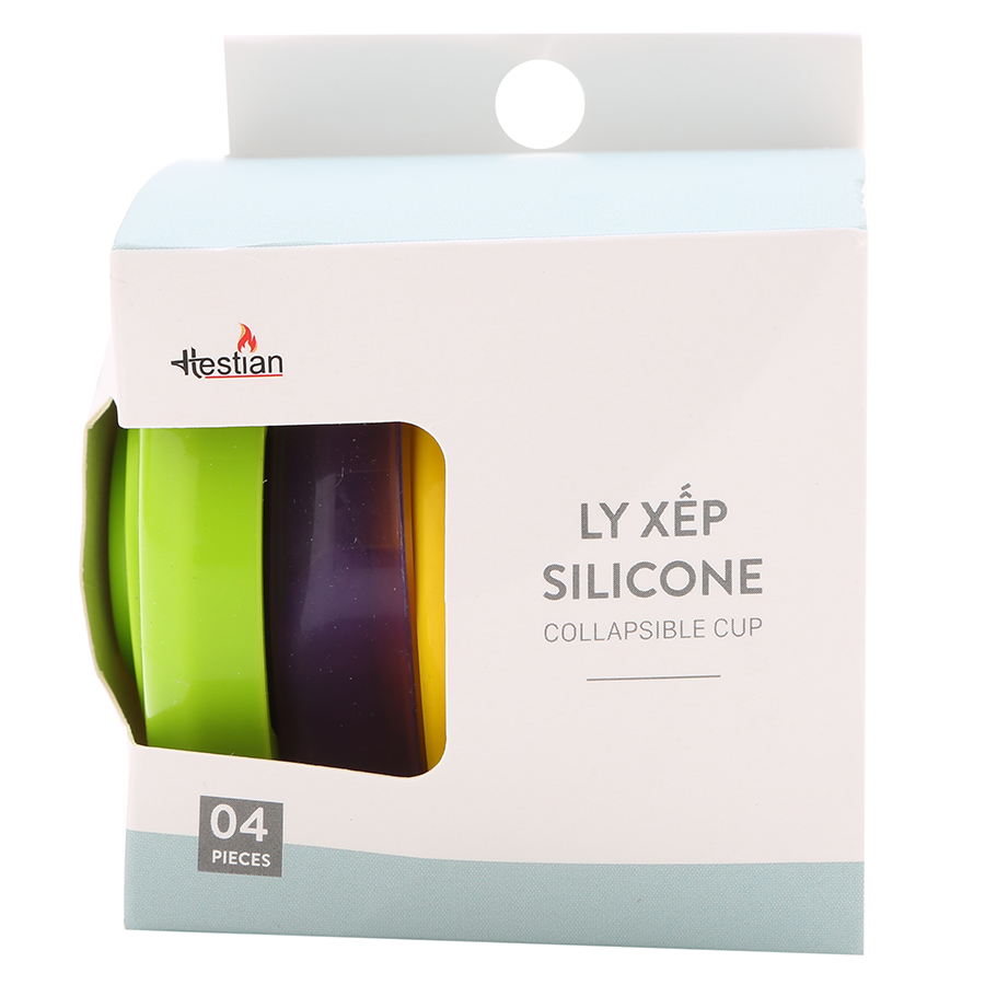 Bộ 4 Ly xếp silicone Hestian HES506 (Giao màu ngẫu nhiên)