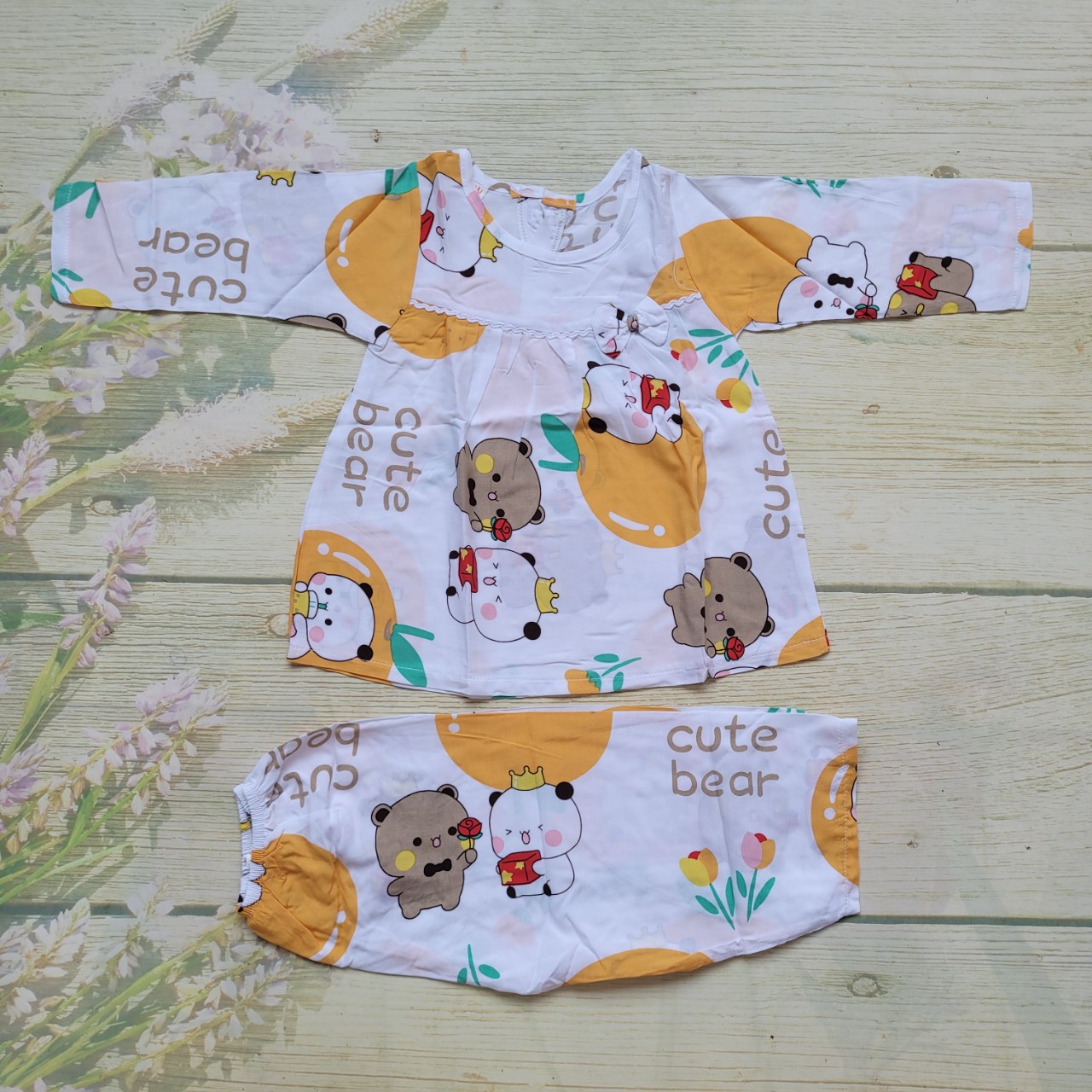 Đồ bộ tole lanh bé gái tay dài size 2