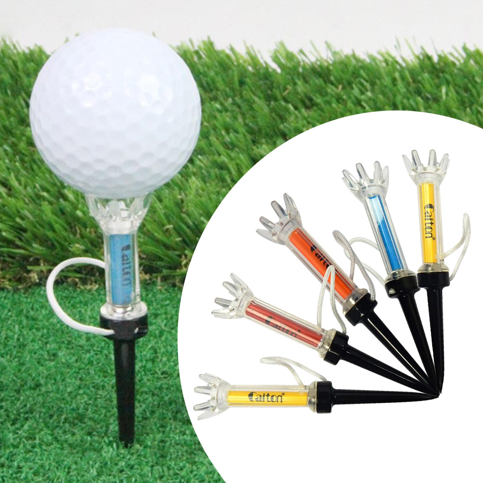 Golf Tee Set, 5pcs Magnetic Golf Tees Plastic Golf Tees Pre-set Golf Tees  with Built-in Spring Golf Hitting Training Aids Tool