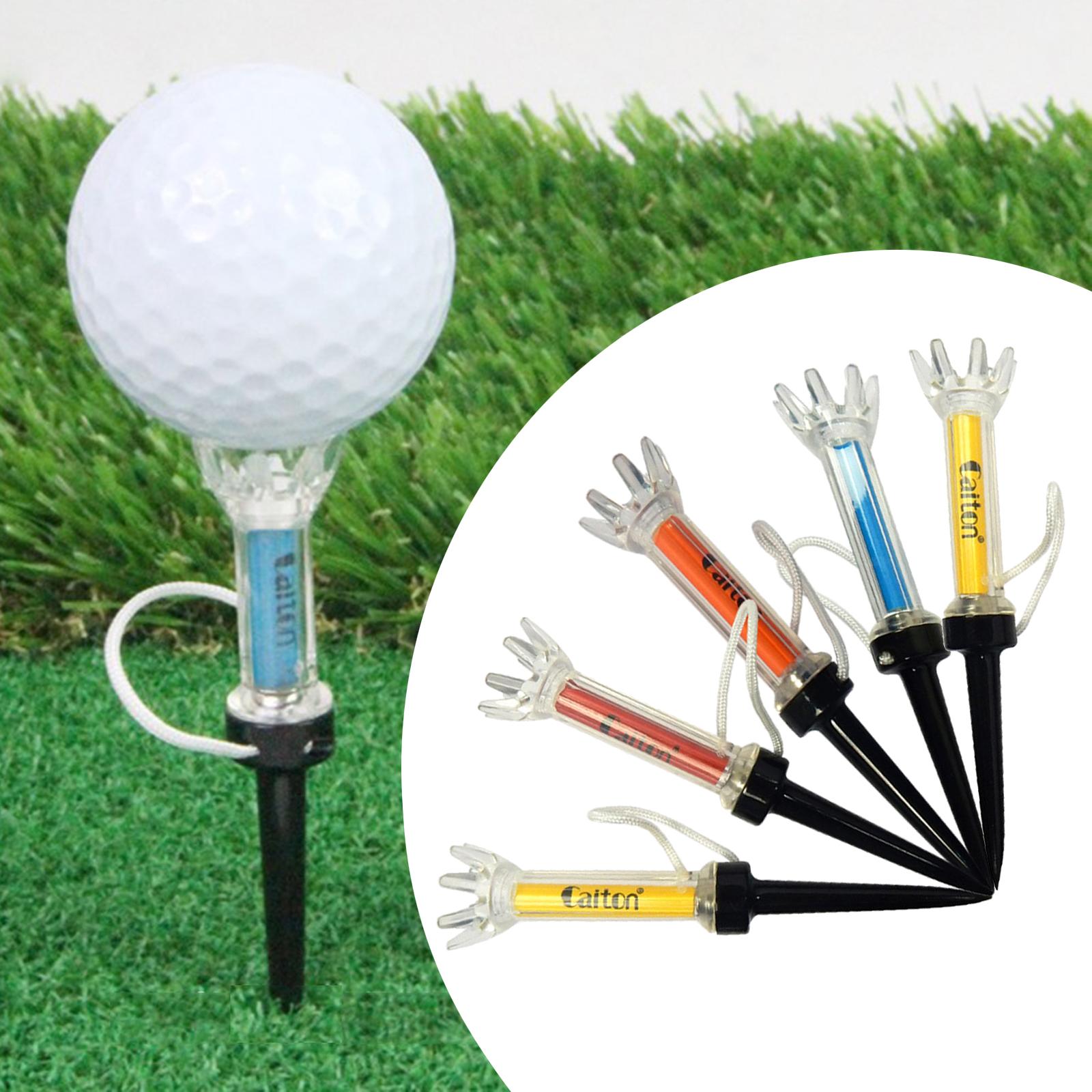 Golf Tee Set, 5pcs Magnetic Golf Tees Plastic Golf Tees Pre-set Golf Tees with Built-in Spring Golf Hitting Training Aids Tool